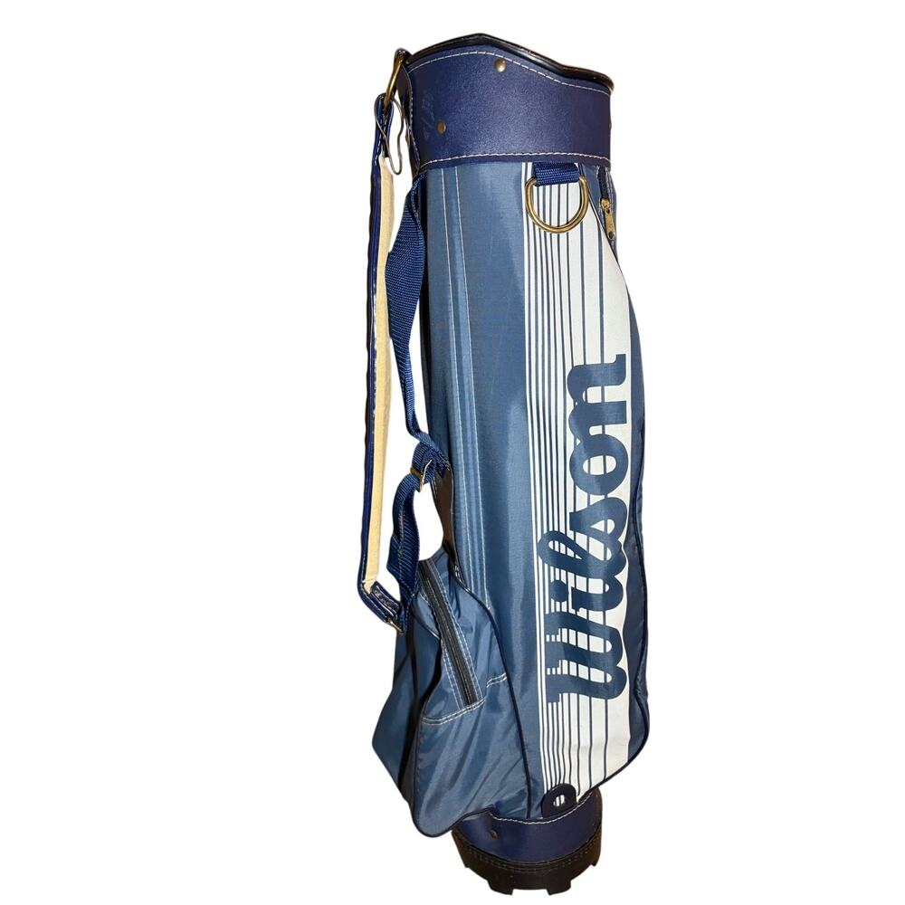 Wilson Carry Sunday Vtg Golf Bag Blue White Shoulder Nylon 3 Dividers